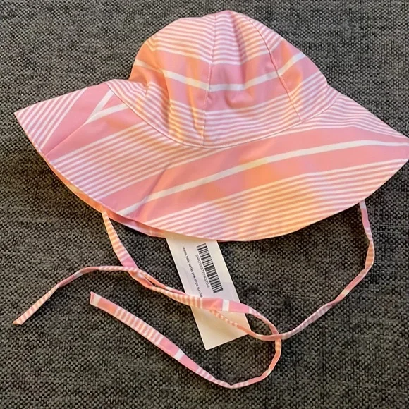 New Minnow Baby Sorbet Pink Stripe Sun Hat Size 0-6 Months - Picture 1 of 3